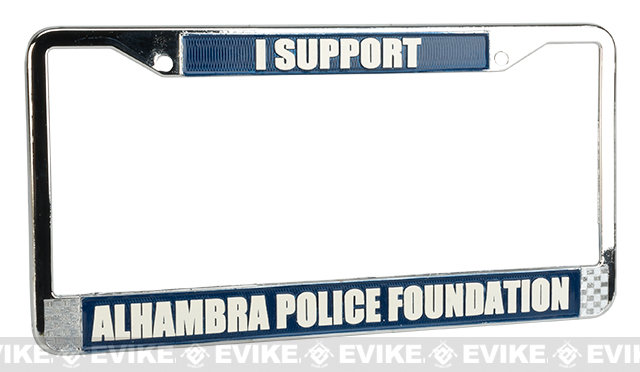 I Support Alhambra Police Foundation License Plate Frame - White & Blue